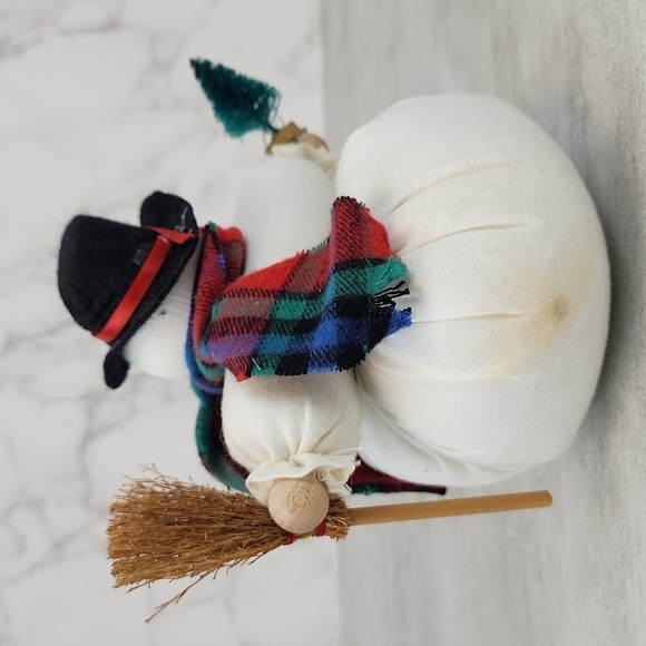 Tabletop Stuffed Snowman Doll with Top Hat and Scarf Winter Christmas Decor - Picture 8 of 11